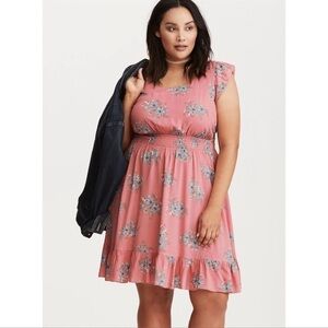 TORRID Spring Fling Floral Smocked Waist Skater Dress